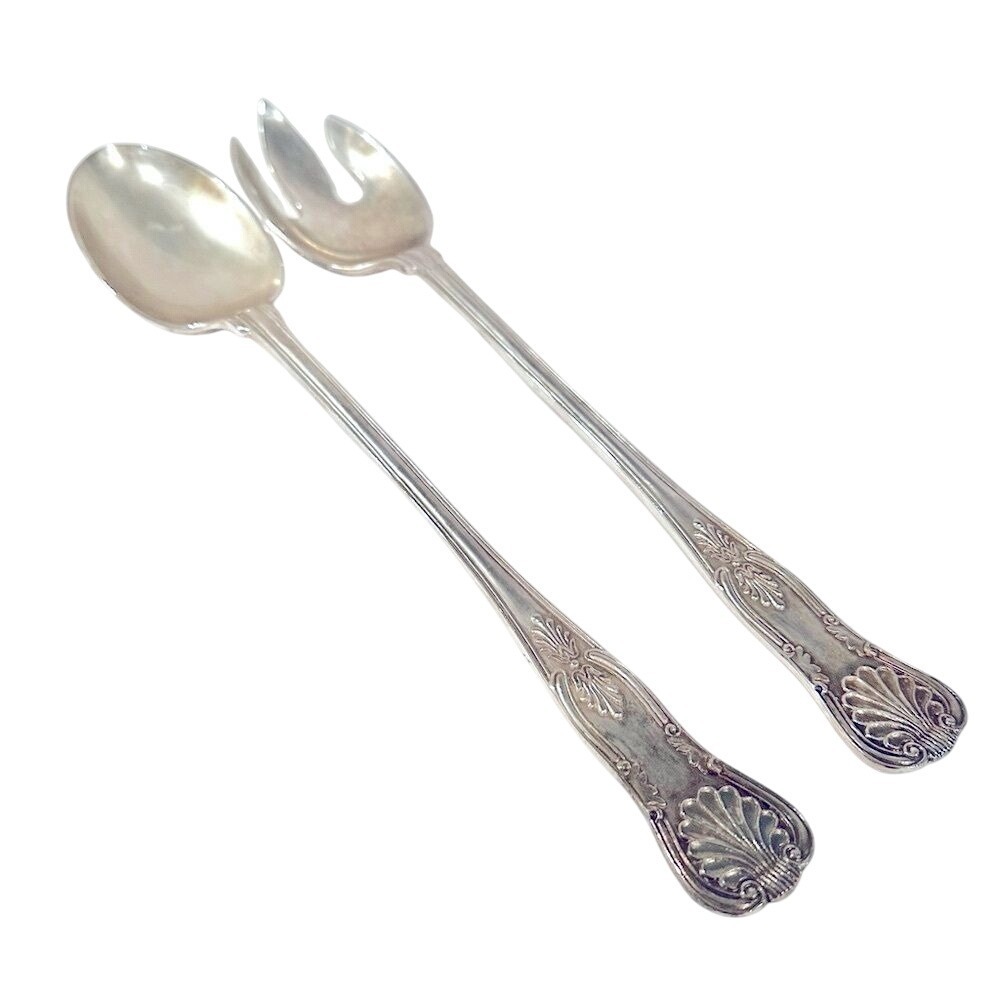 Vintage Godinger Silverplate Serving‎ Utensil Set Fork Spoon Made In Hong Kong